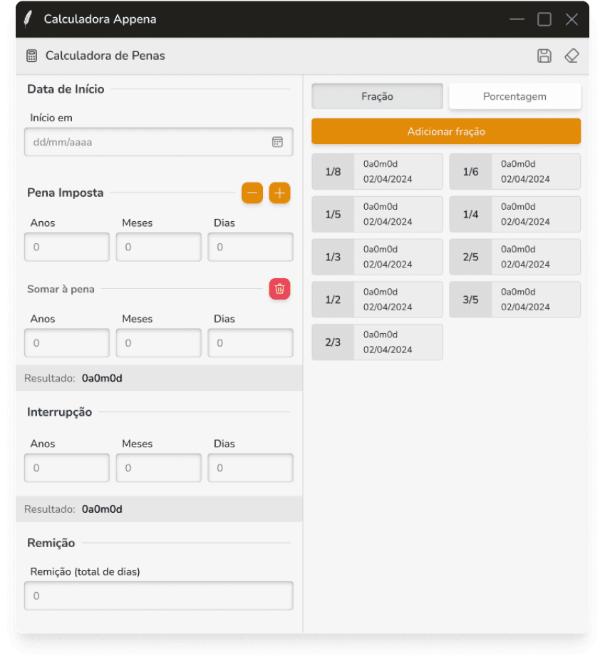 Calculadora de execução penal para desktop do Appena