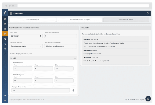 Calculadora de execução penal do Appena