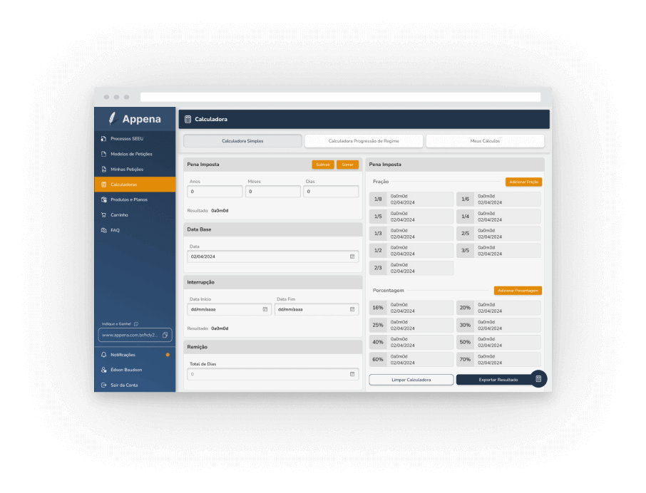 Calculadora de execução penal do Appena